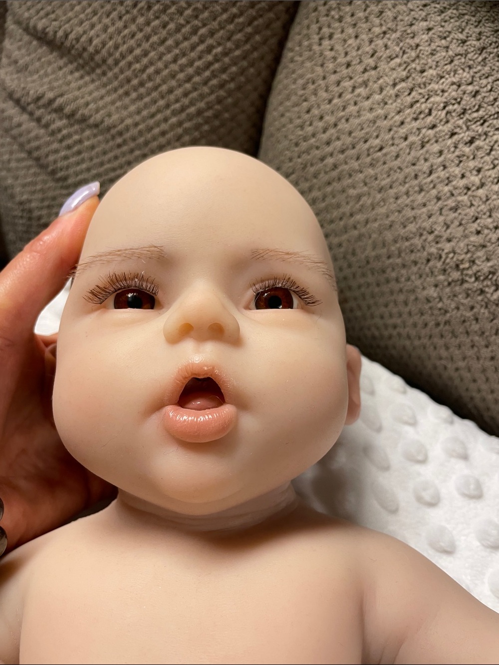 Full Body Platinum Silicone Baby Doll with Drink and Wet, armatures, skull. - Picture 11 of 14